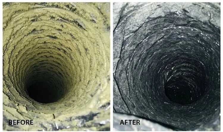 Residential ductwork during an air duct cleaning